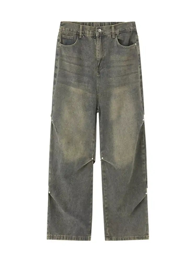 Men’s Full Size Vintage Wash Wide Leg Jeans Plus