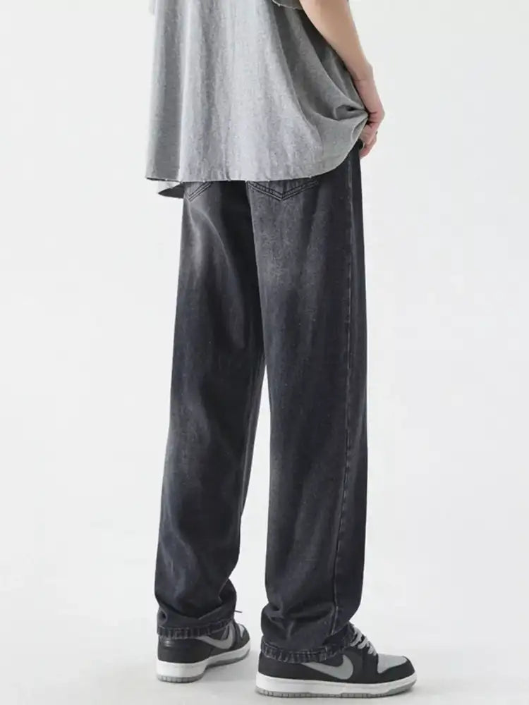 Men’s Full Size Vintage Wash Wide Leg Jeans Plus