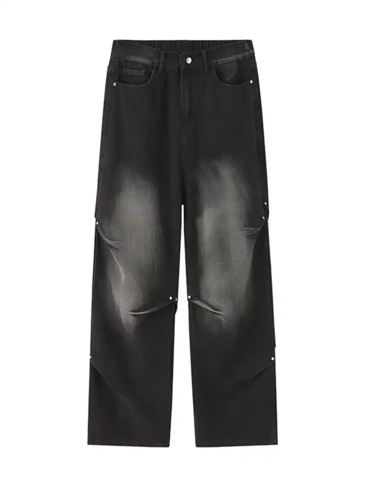 Men’s Full Size Vintage Wash Wide Leg Jeans Plus