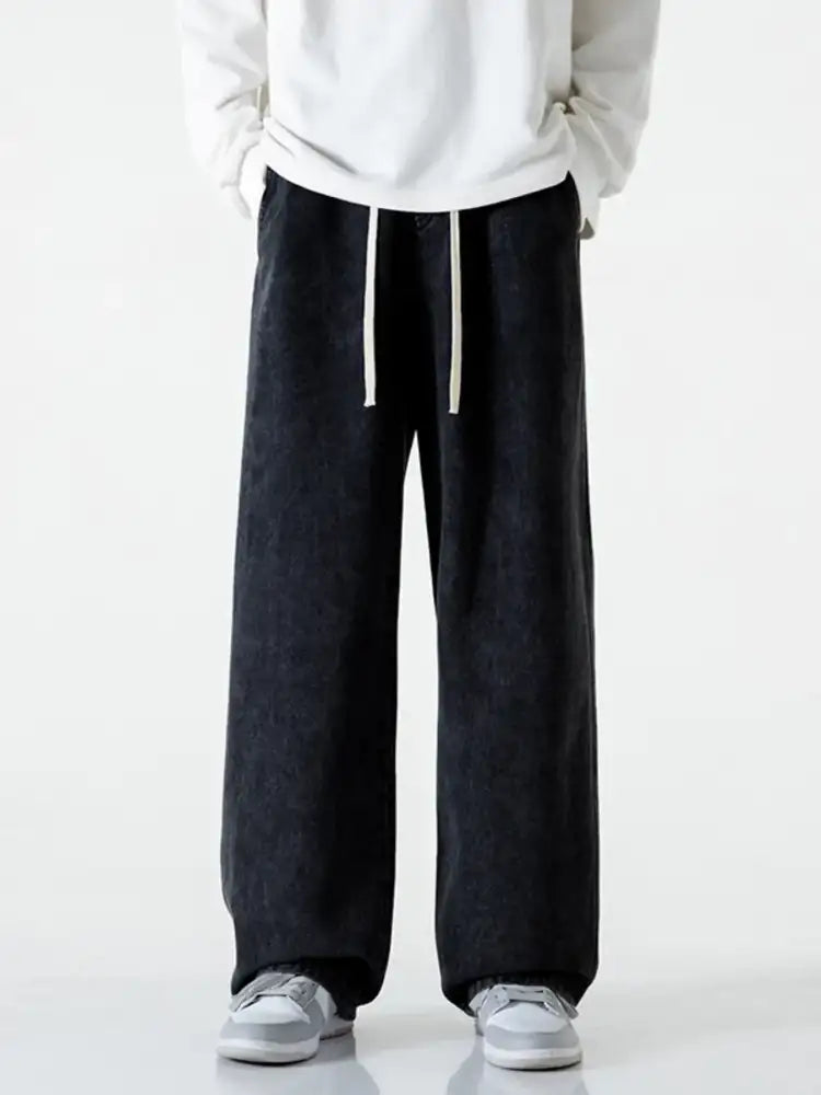 Men’s Full Size Vintage Wash Wide Leg Jeans Plus