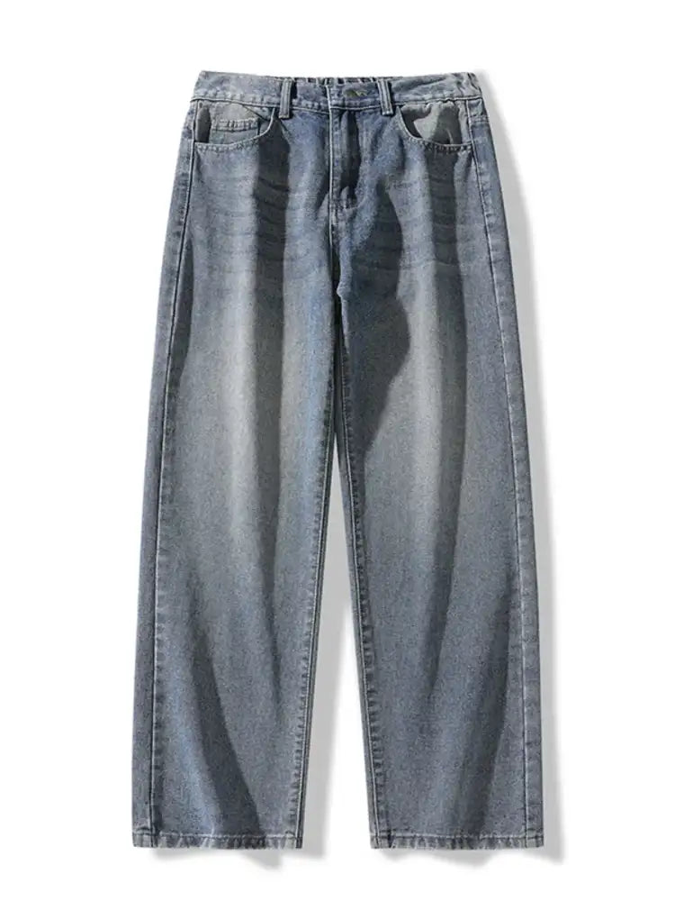 Men’s Full Size Vintage Wash Wide Leg Jeans Plus