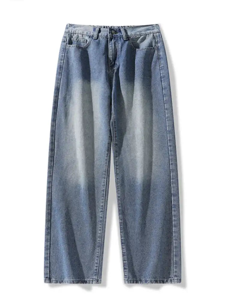 Men’s Full Size Vintage Wash Wide Leg Jeans Plus