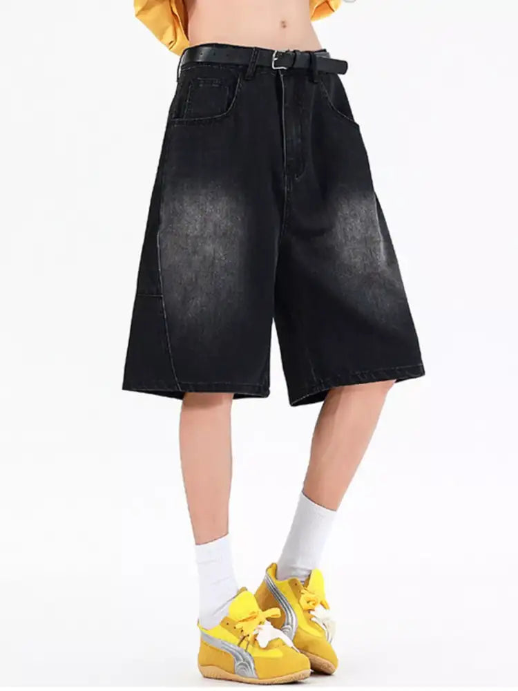 Men’s Full Size Vintage Wide Leg Denim Shorts Plus