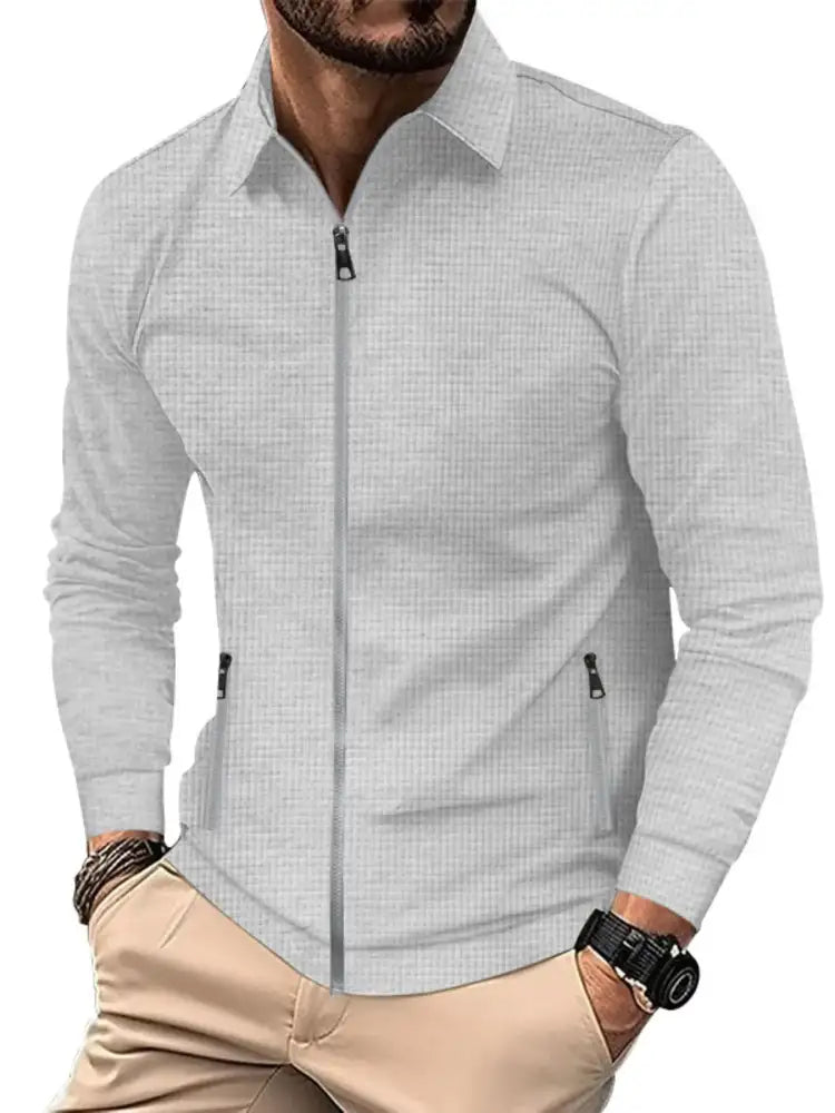 Men’s Full Size Waffle Knit Zip Up Jacket Plus