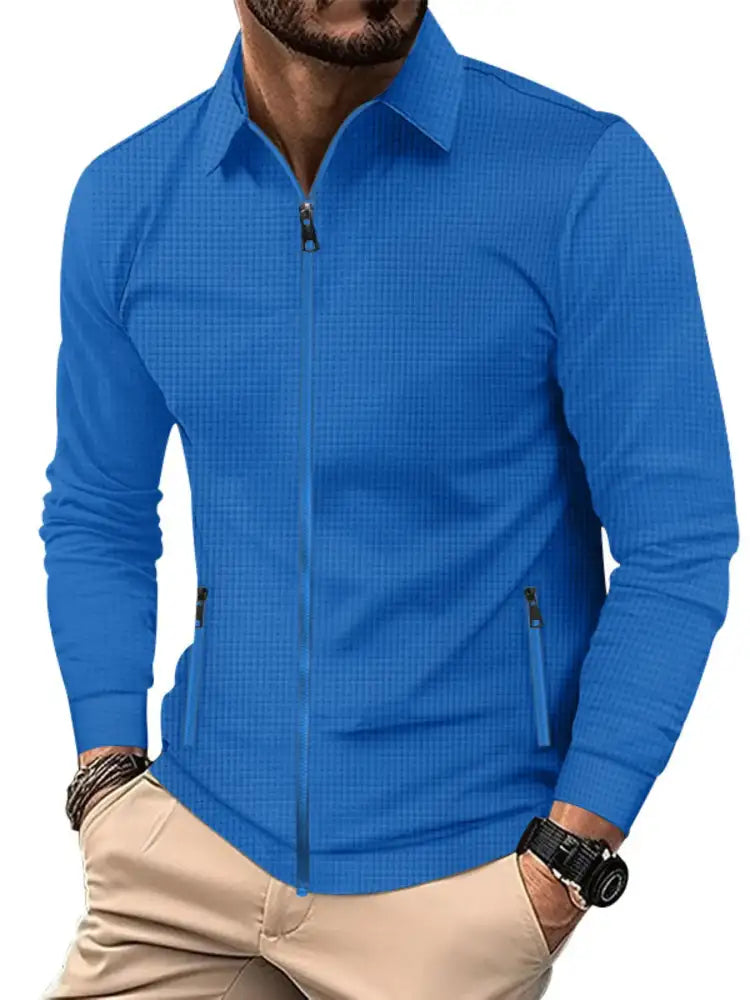 Men’s Full Size Waffle Knit Zip Up Jacket Plus