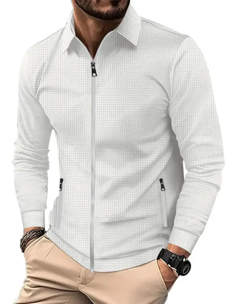 Men’s Full Size Waffle Knit Zip Up Jacket Plus