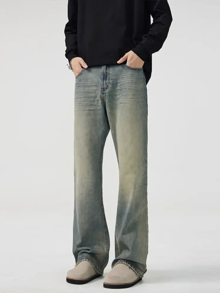 Men’s Full Size Wash Wide Leg Bootcut Jeans Plus