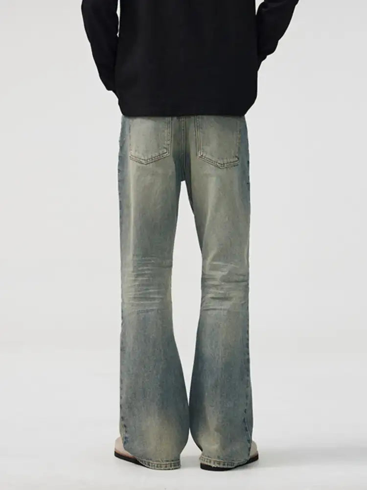 Men’s Full Size Wash Wide Leg Bootcut Jeans Plus