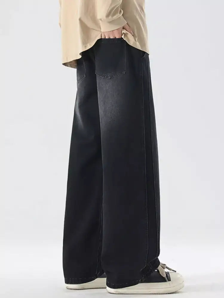 Men’s Full Size Wash Wide Leg Jeans Plus