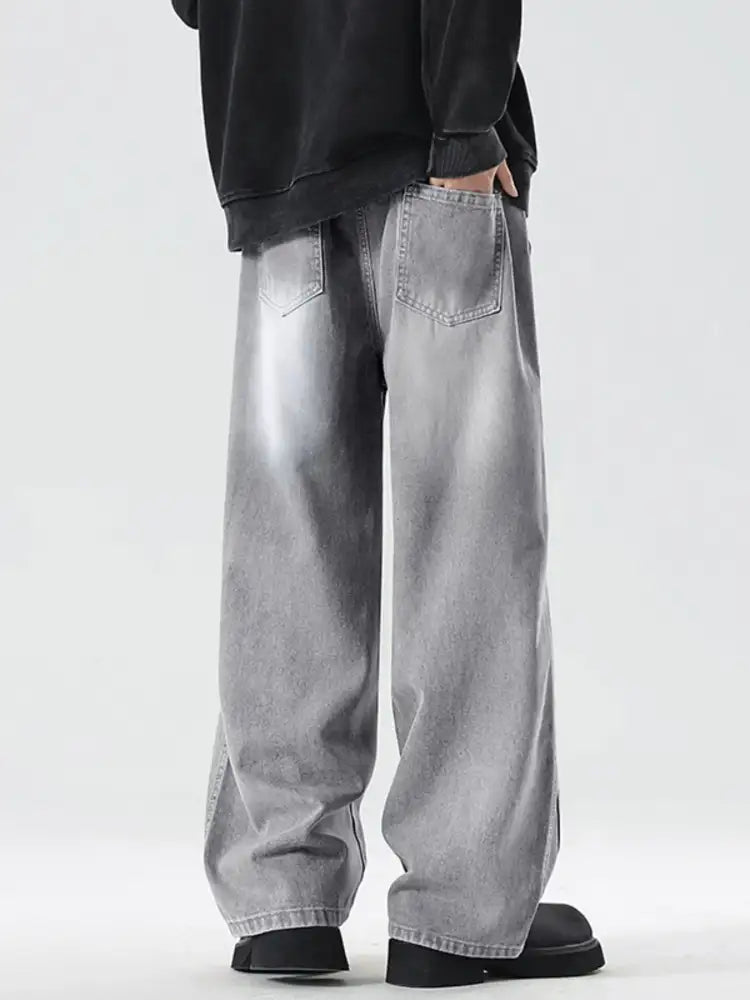 Men’s Full Size Wash Wide Leg Jeans Plus