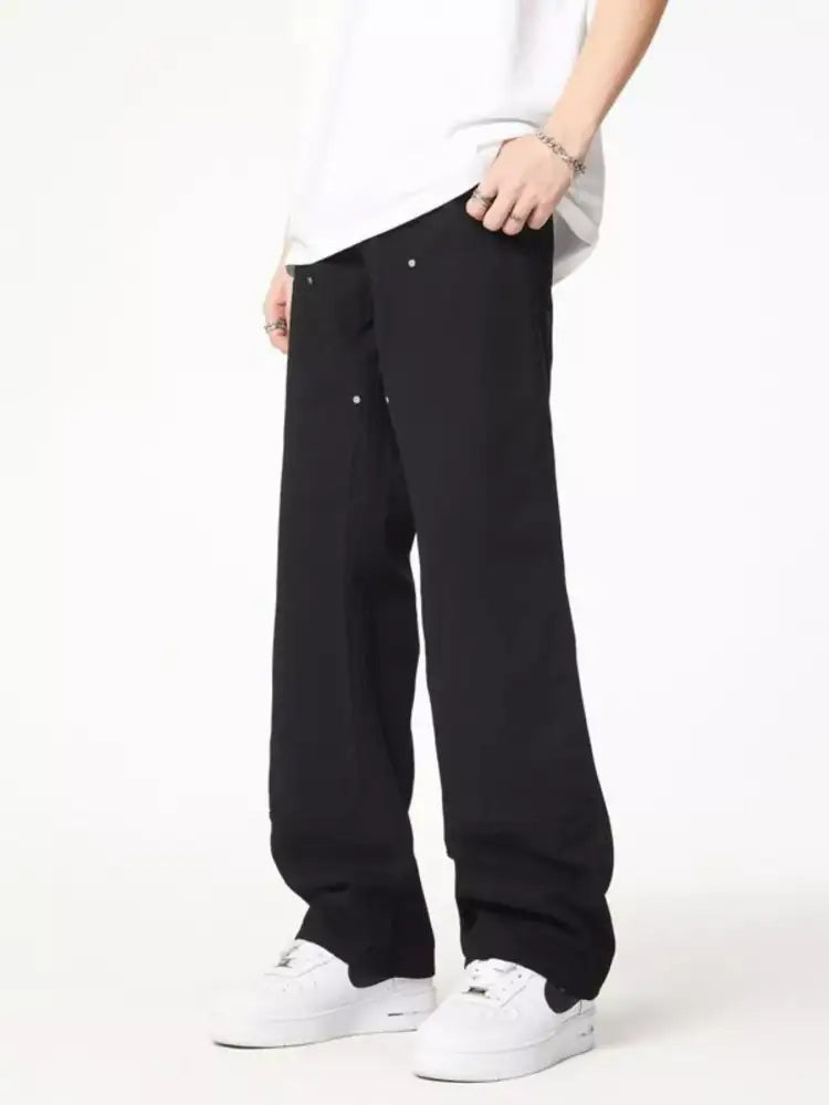 Men’s Full Size Wash Wide Leg Jeans Plus