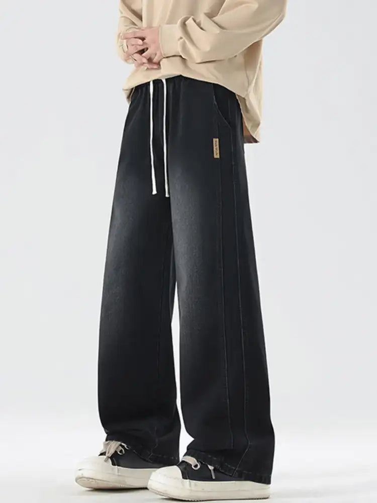 Men’s Full Size Wash Wide Leg Jeans Plus