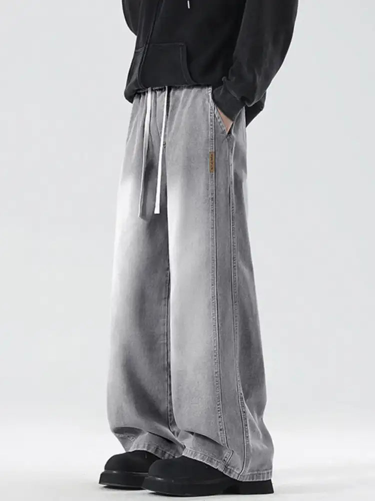 Men’s Full Size Wash Wide Leg Jeans Plus