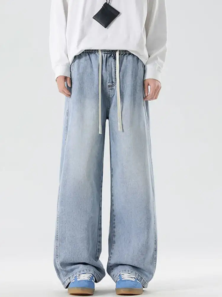 Men’s Full Size Wash Wide Leg Jeans Plus