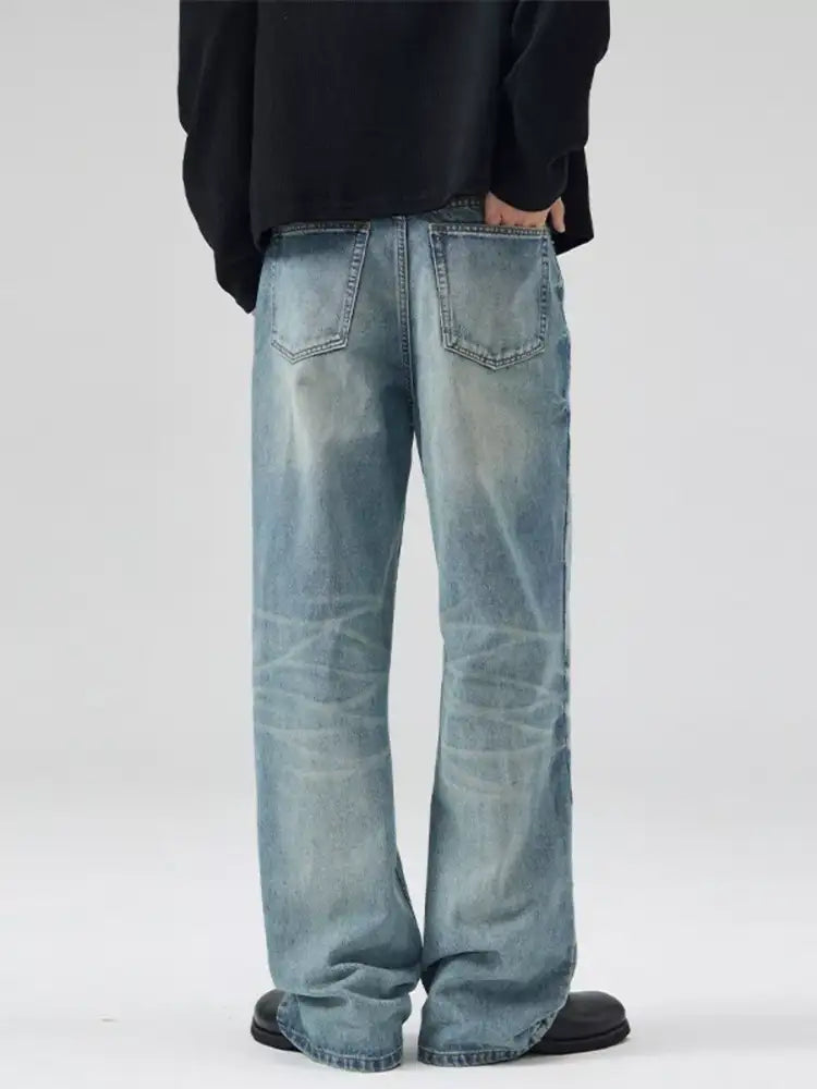 Men’s Full Size Wash Wide Leg Relaxed Fit Jeans Plus