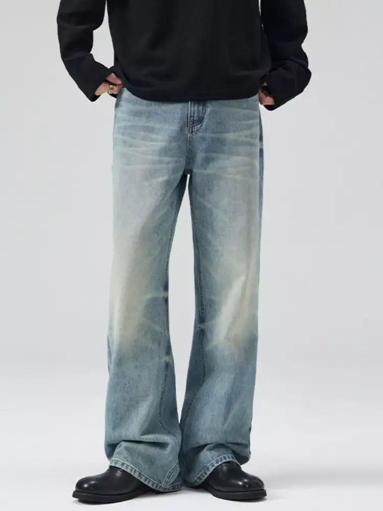 Men’s Full Size Wash Wide Leg Relaxed Fit Jeans Plus