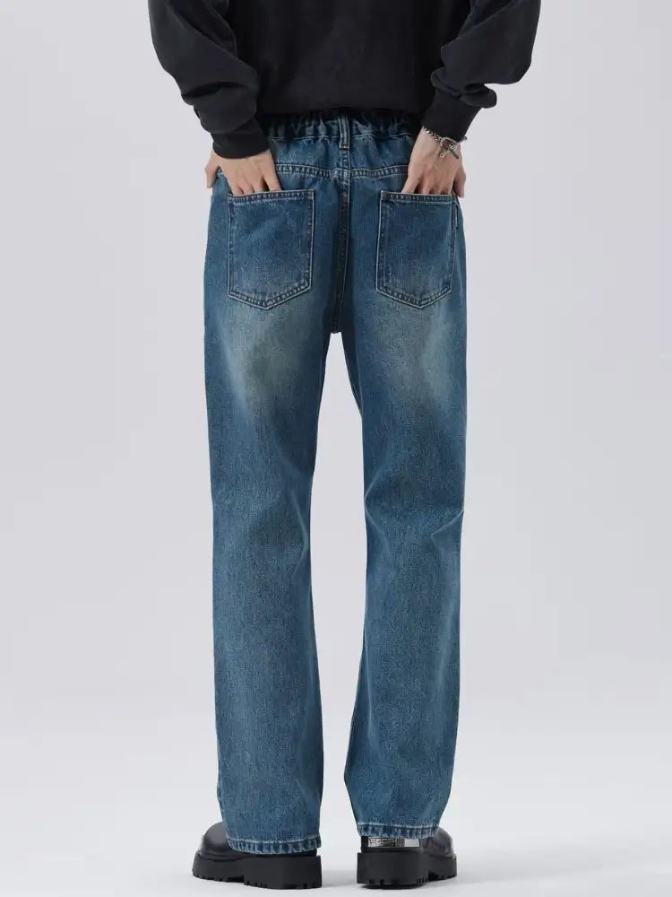 Men’s Full Size Washed Straight Leg Jeans Plus