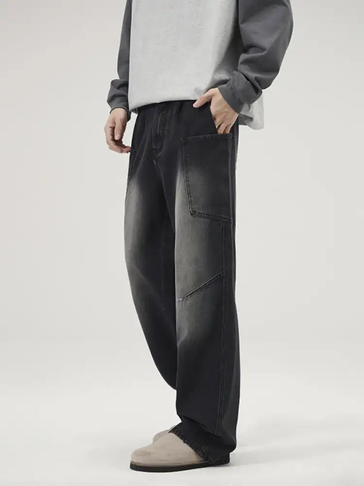 Men’s Full Size Washed Wide Leg Baggy Jeans Plus