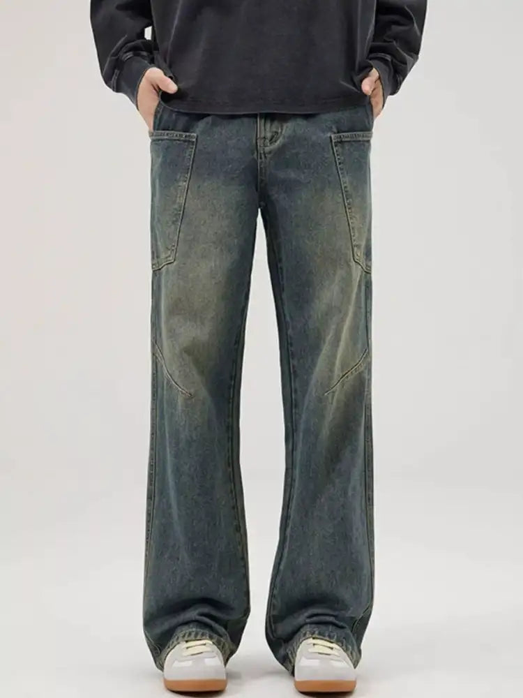 Men’s Full Size Washed Wide Leg Baggy Jeans Plus