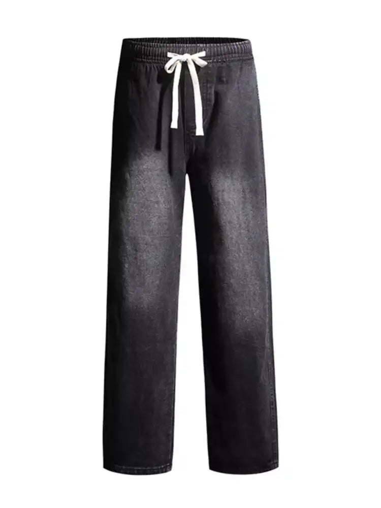 Men’s Full Size Washed Wide Leg Drawstring Jeans Plus