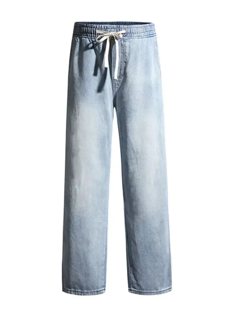 Men’s Full Size Washed Wide Leg Drawstring Jeans Plus