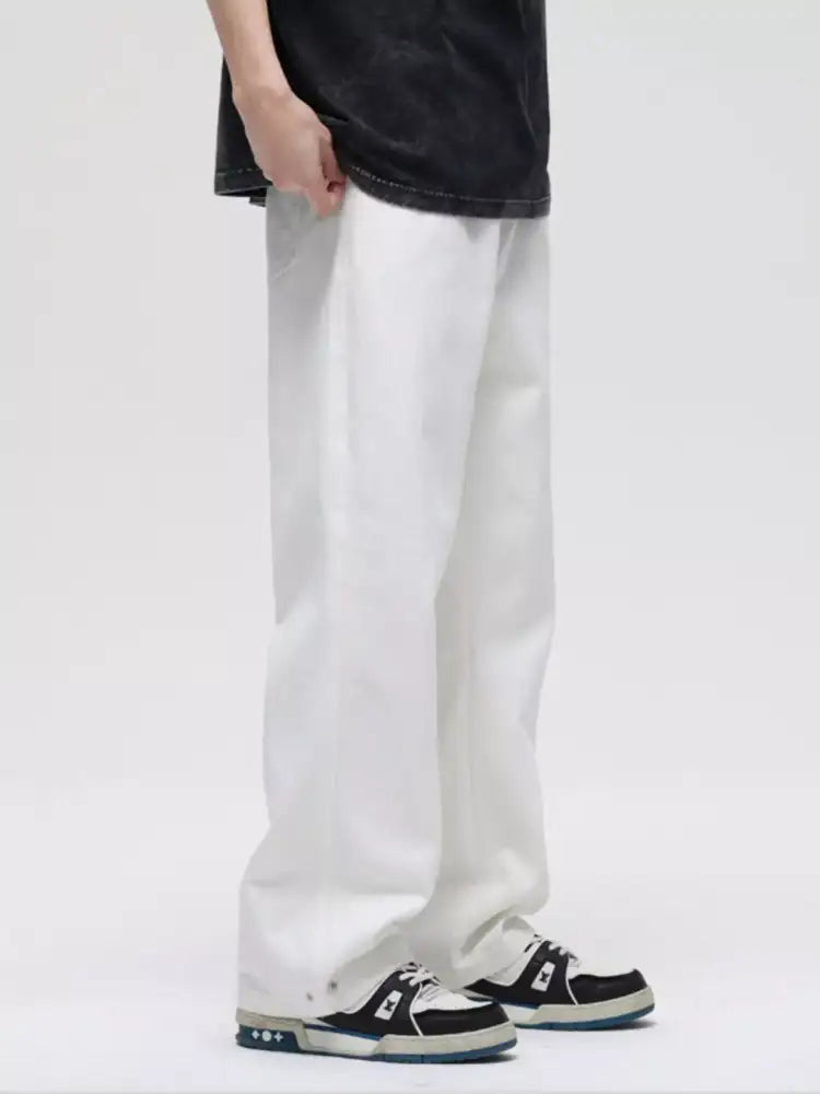 Men’s Full Size Washed Wide Leg Jeans Plus