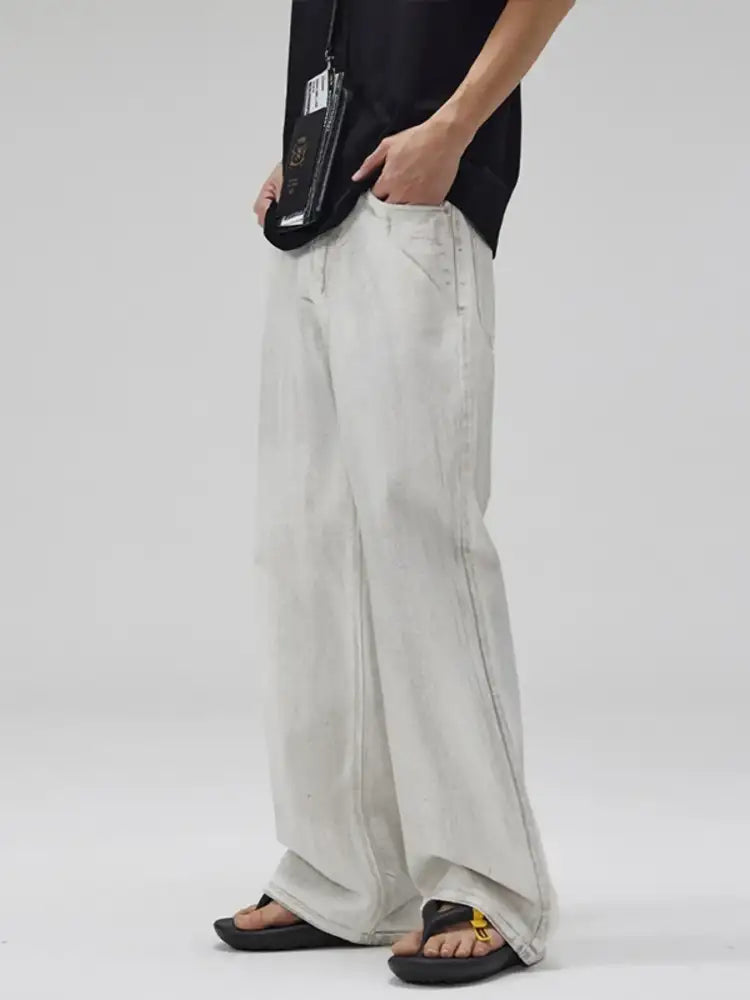 Men’s Full Size Washed Wide Leg Jeans Plus