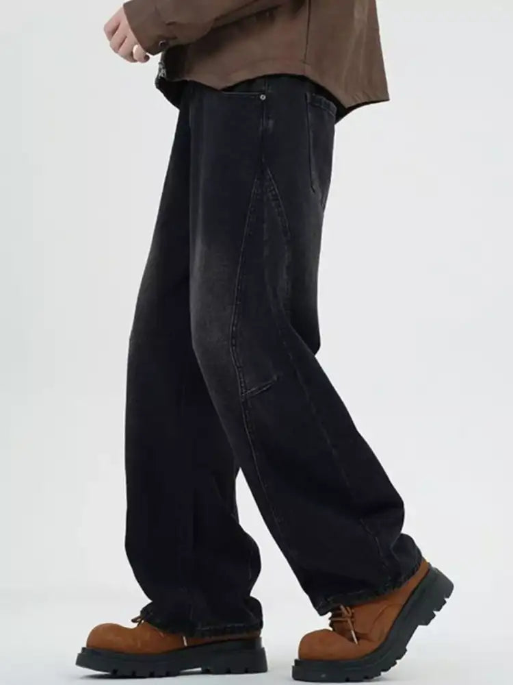 Men’s Full Size Washed Wide Leg Jeans Plus