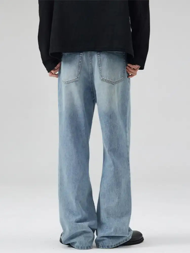 Men’s Full Size Washed Wide Leg Jeans Plus