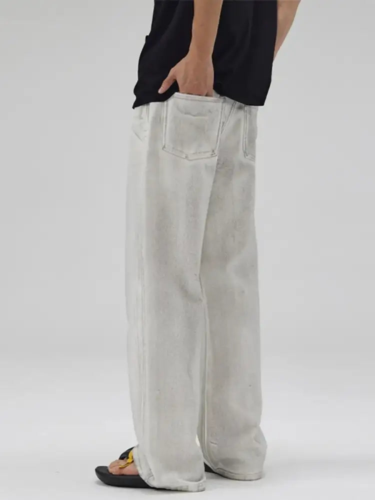 Men’s Full Size Washed Wide Leg Jeans Plus