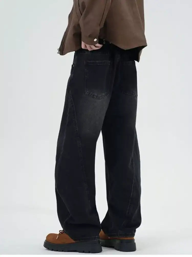 Men’s Full Size Washed Wide Leg Jeans Plus