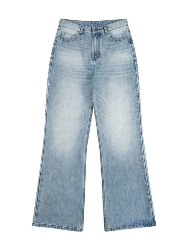 Men’s Full Size Washed Wide Leg Jeans Plus