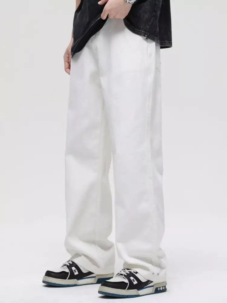 Men’s Full Size Washed Wide Leg Jeans Plus