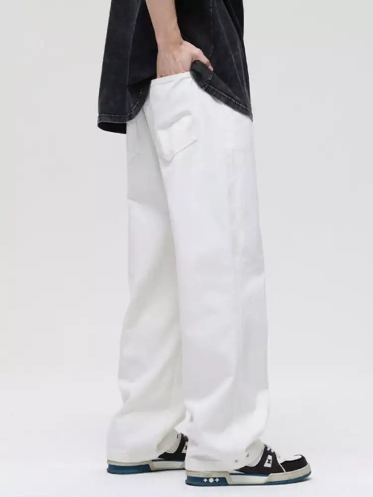 Men’s Full Size Washed Wide Leg Jeans Plus