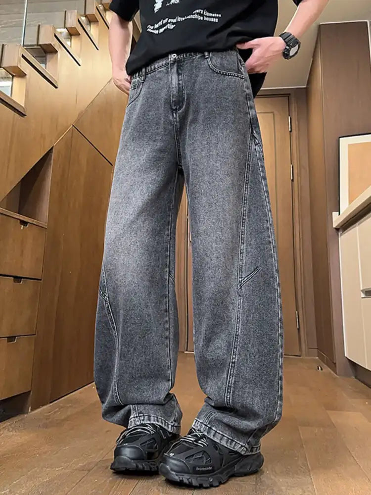 Men’s Full Size Washed Wide Leg Jeans Plus