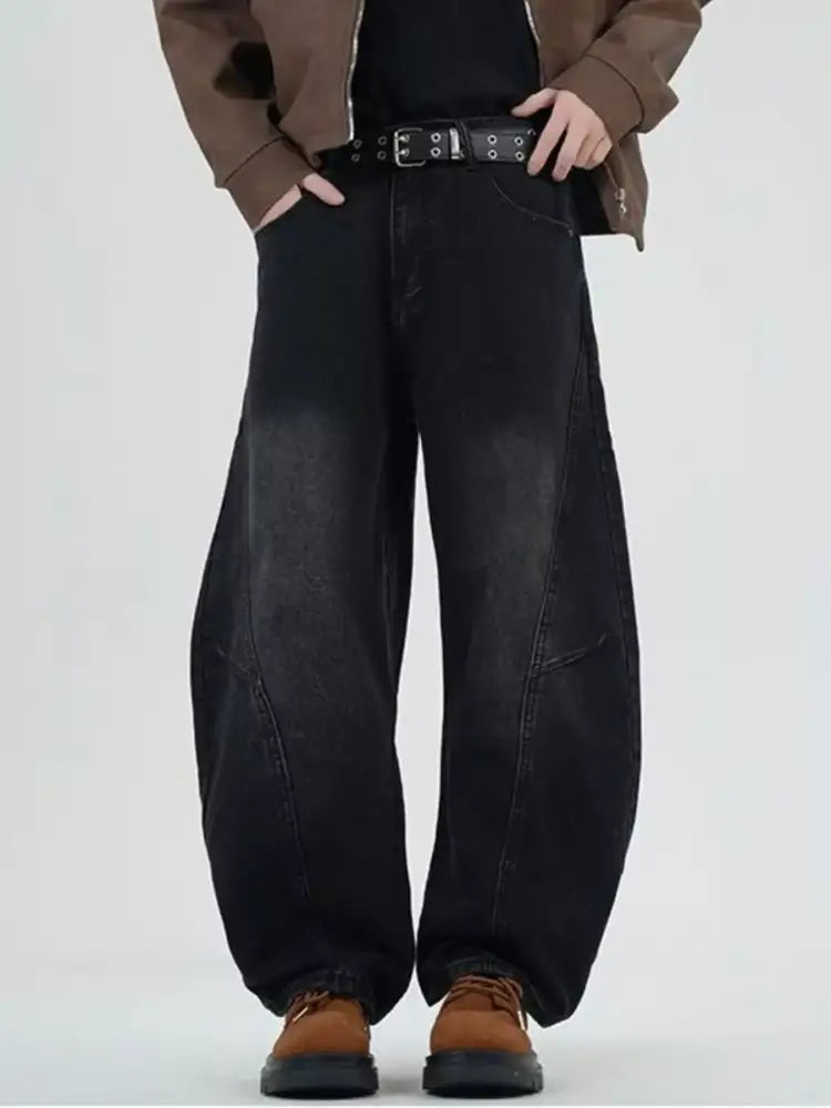 Men’s Full Size Washed Wide Leg Jeans Plus