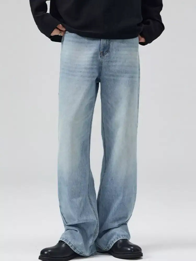 Men’s Full Size Washed Wide Leg Jeans Plus