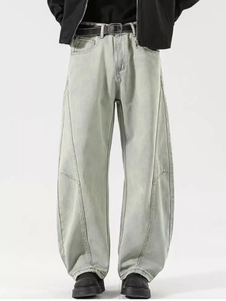 Men’s Full Size Washed Wide Leg Jeans Plus