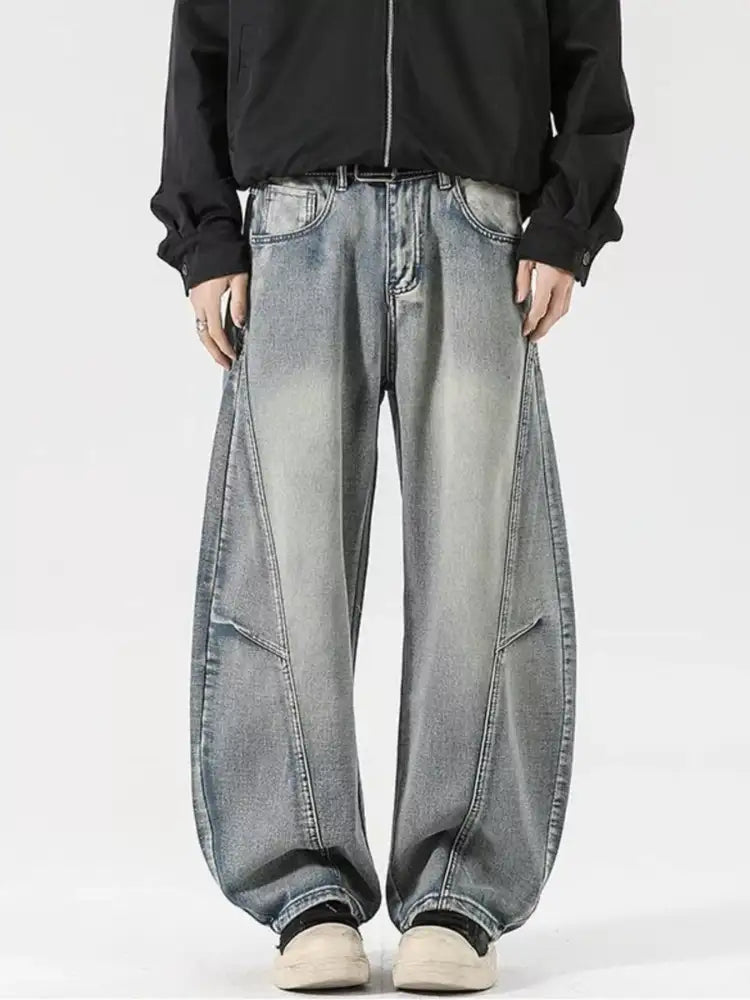 Men’s Full Size Washed Wide Leg Jeans Plus