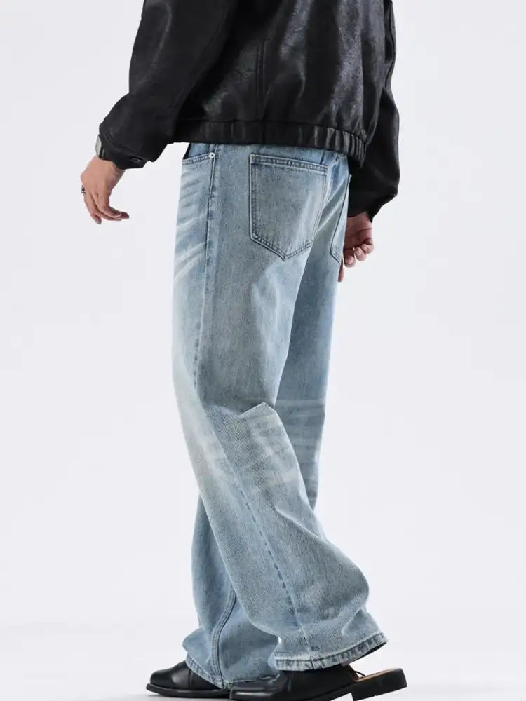 Men’s Full Size Washed Wide Leg Relaxed Fit Jeans