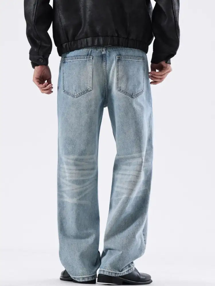 Men’s Full Size Washed Wide Leg Relaxed Fit Jeans