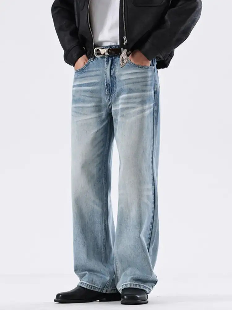 Men’s Full Size Washed Wide Leg Relaxed Fit Jeans