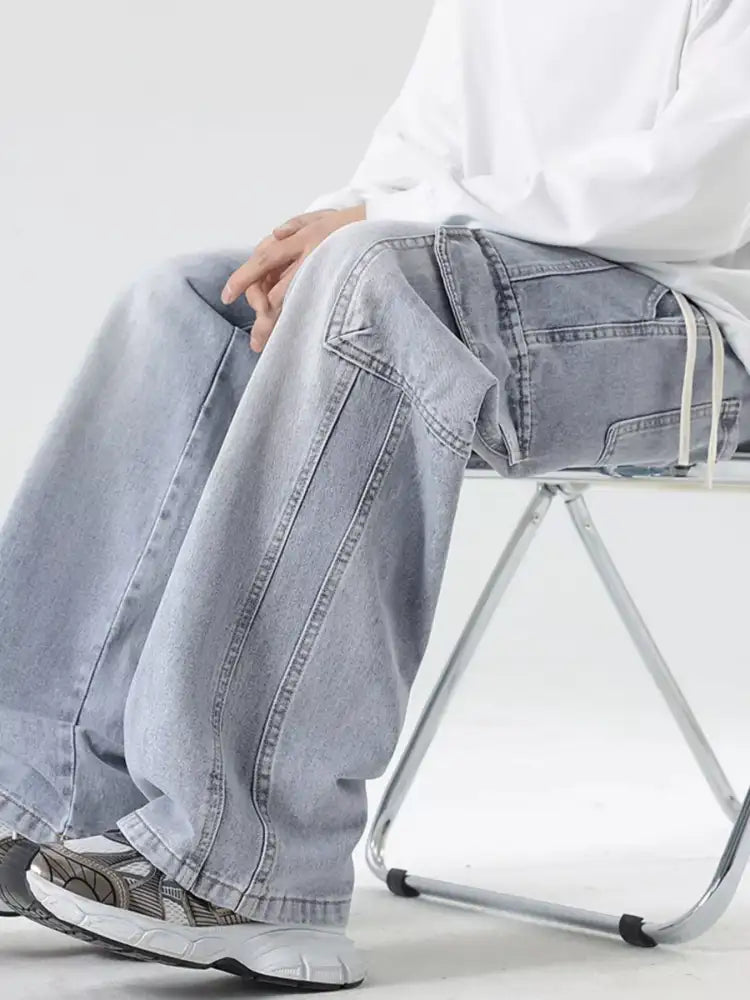 Men’s Full Size Wide Leg Cargo Jeans Plus