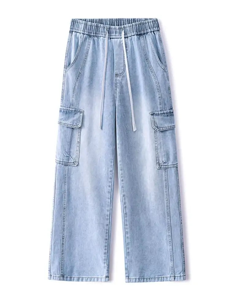 Men’s Full Size Wide Leg Cargo Jeans Plus