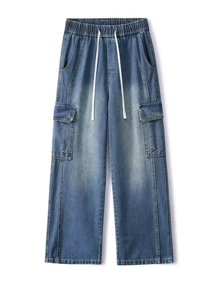 Men’s Full Size Wide Leg Cargo Jeans Plus