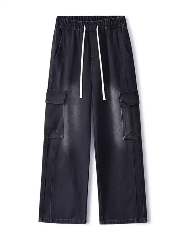 Men’s Full Size Wide Leg Cargo Jeans Plus