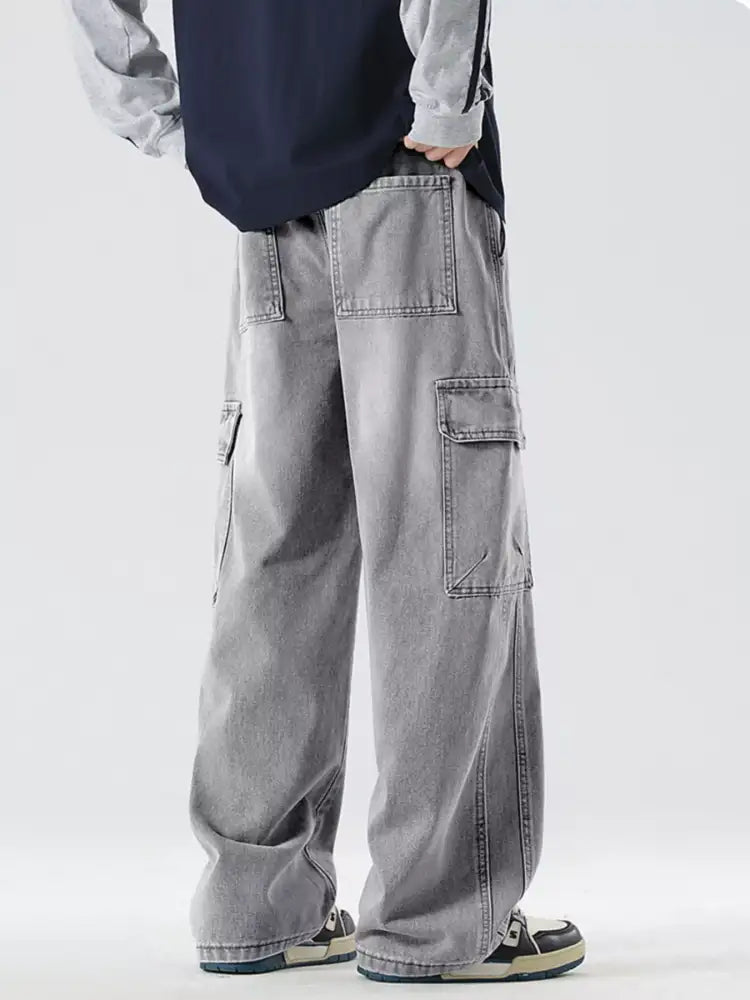 Men’s Full Size Wide Leg Cargo Jeans Plus