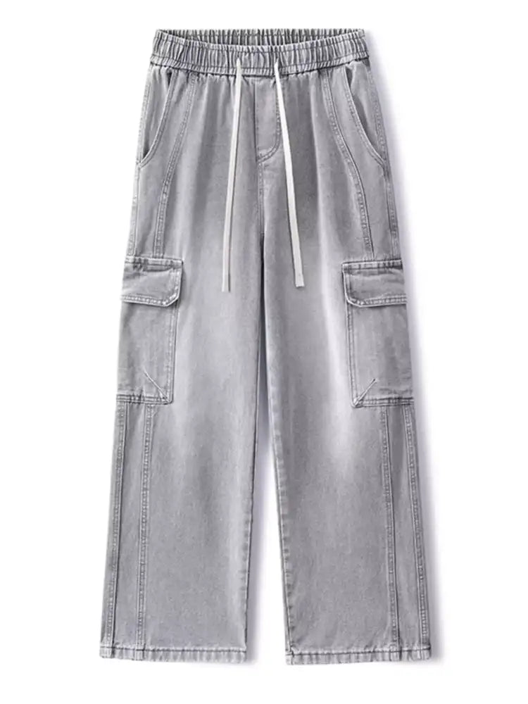 Men’s Full Size Wide Leg Cargo Jeans Plus