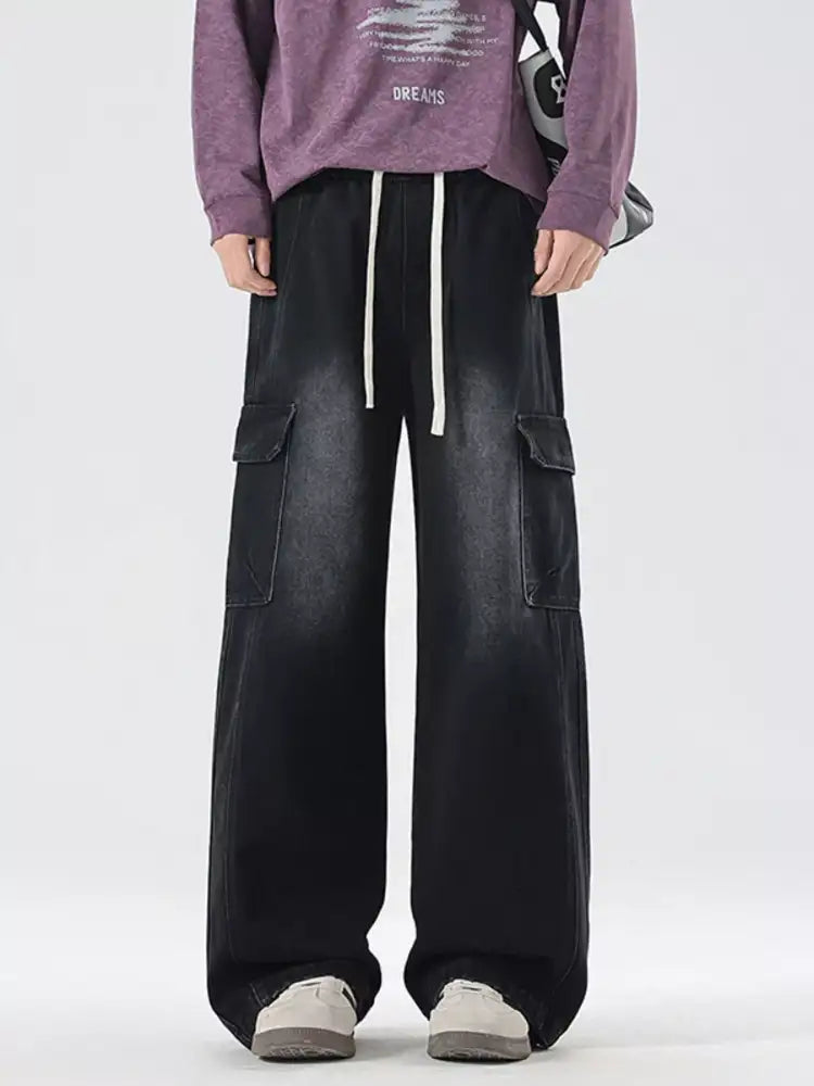 Men’s Full Size Wide Leg Cargo Jeans Plus