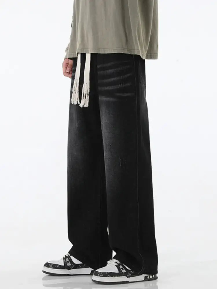 Men’s Full Size Wide Leg Drawstring Jeans Plus